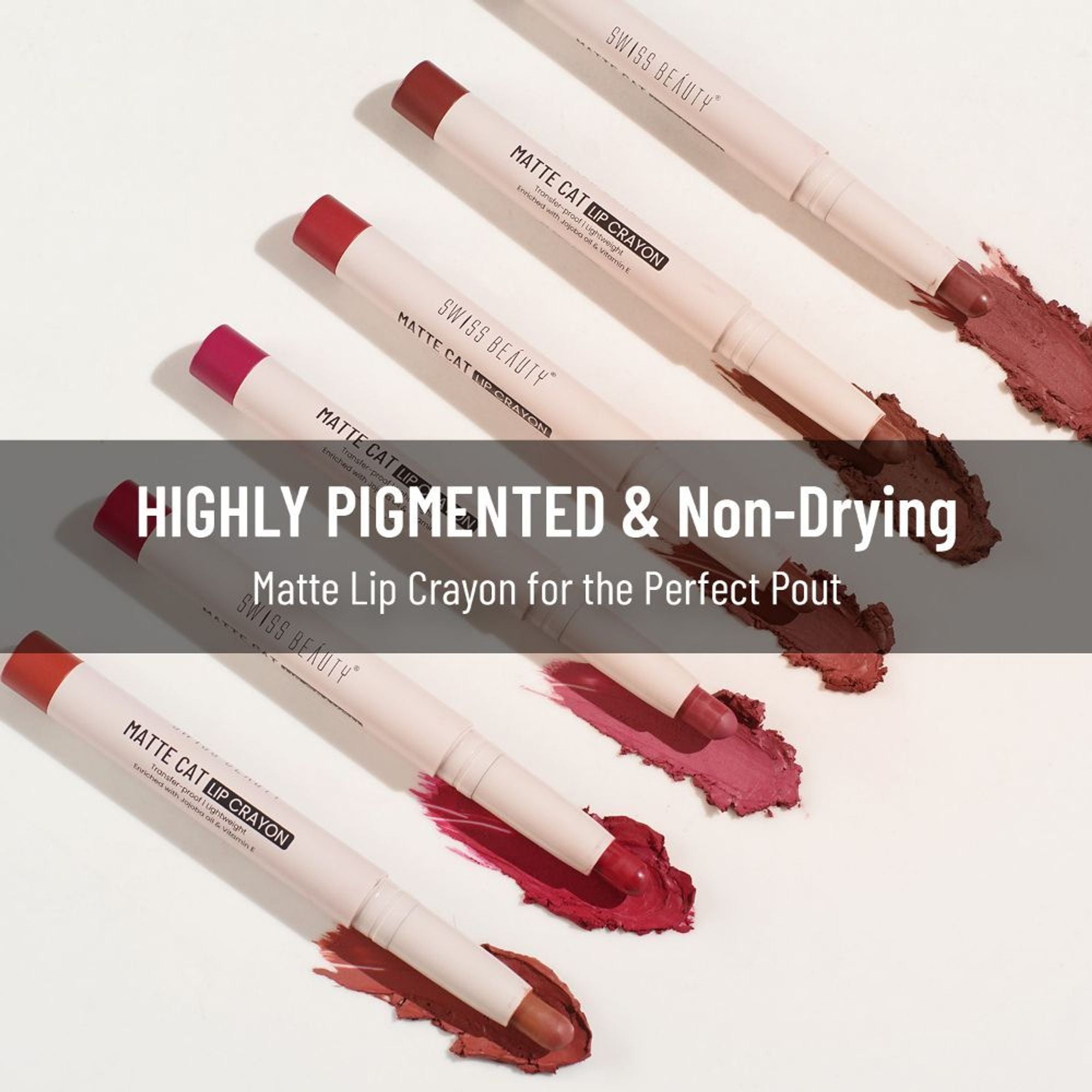 Swiss Beauty Non Transfer Matte Cat Lip Crayon - Flemingo | Grocsy