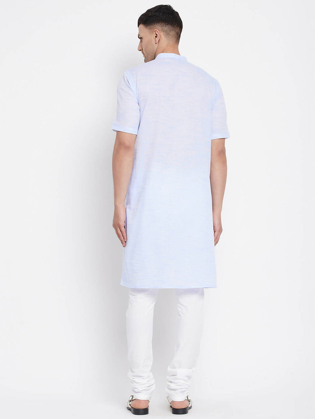 Even Apparels Blue Color Pure Cotton With Band Collar Men's H/S Kurta | Grocsy