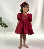 ArthLife Maroon Wreath Partywear Dress | Grocsy