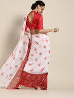 Saree Mall Bandhani Poly Chiffon Saree with Printed border | Grocsy