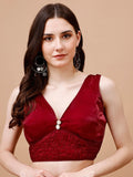 Tikhi Imli V-Neck Organza Saree Blouse | Grocsy