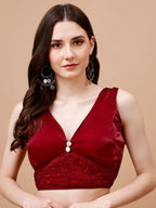 Tikhi Imli V-Neck Organza Saree Blouse | Grocsy