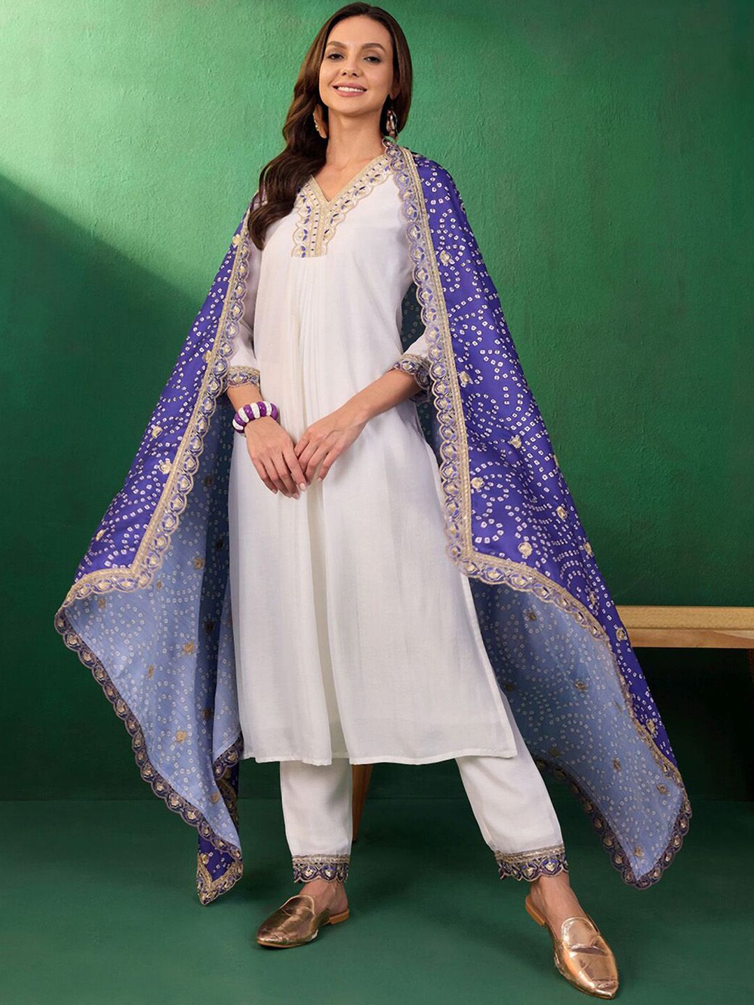 Sangria Sequence Embroidered Straight Kurta With Trousers | Grocsy