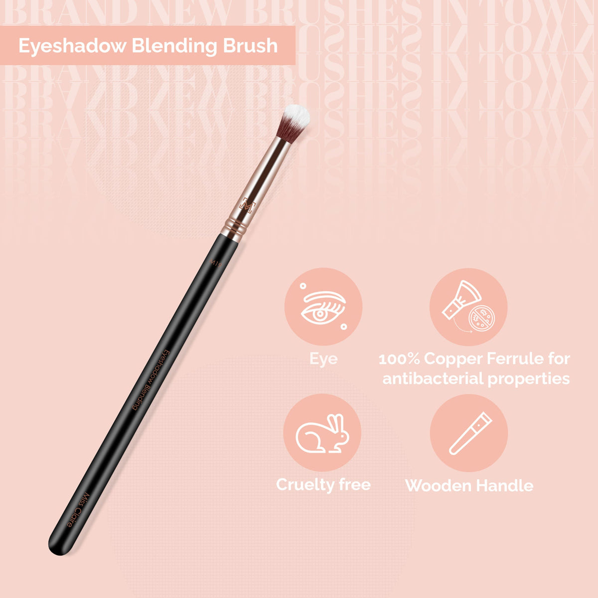 Miss Claire M19 - Eyeshadow Blending Brush - Rose Gold | Grocsy