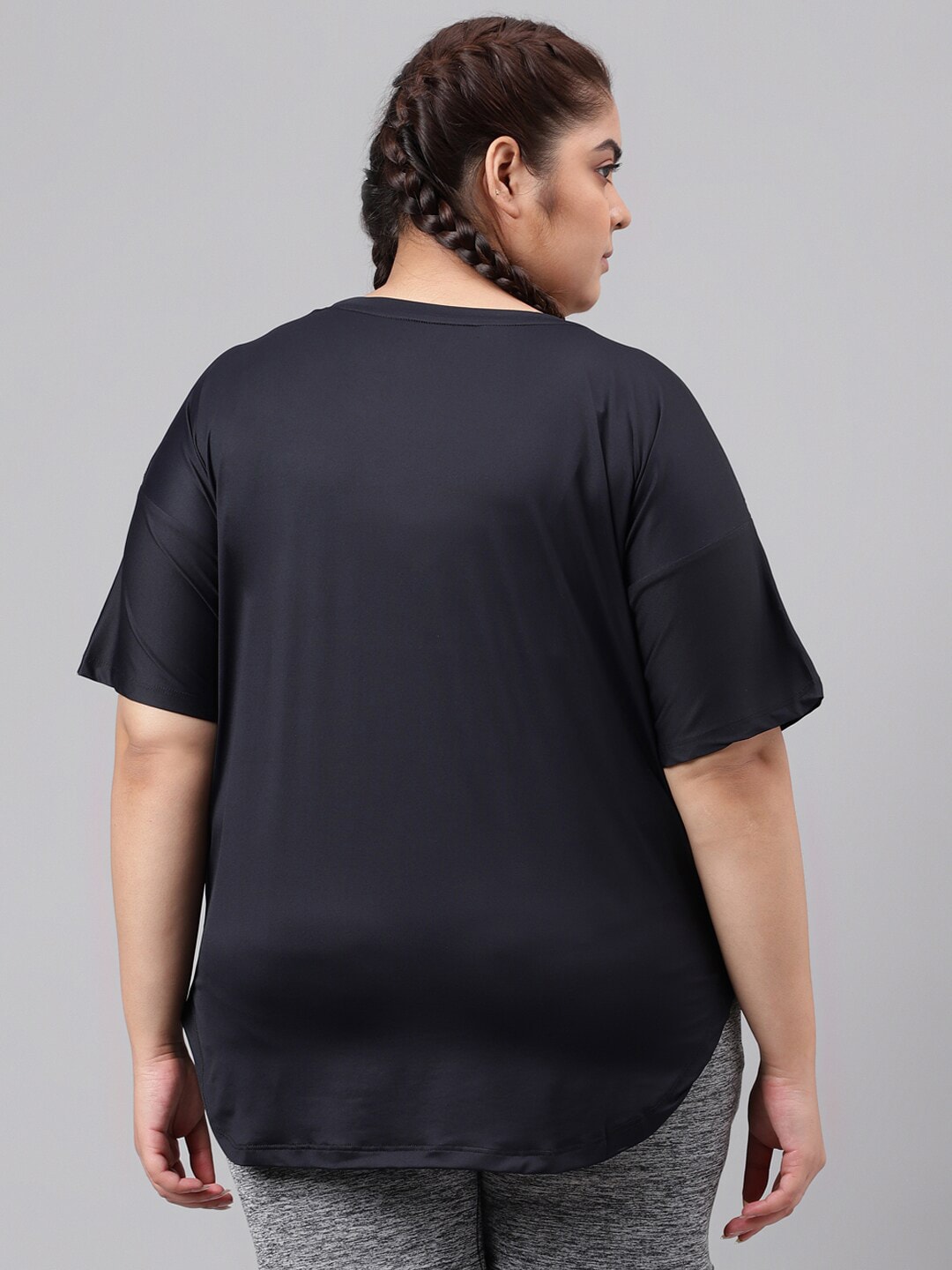 MKH Plus Size Typography Printed Dri-FIT Relaxed Fit Drop-Shoulder Sleeves Gym T-shirt | Grocsy