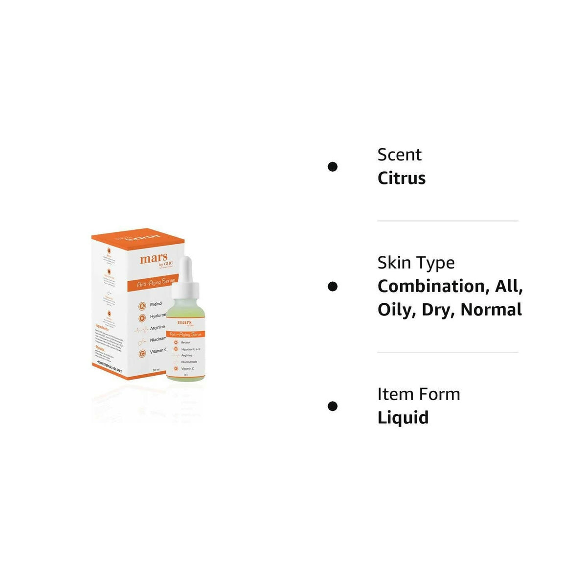 Mars By GHC 1% Retinol Anti Aging Face Serum For Beginners | Grocsy