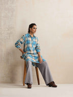 trueBrowns Grey Woollen Flared Pants | Grocsy