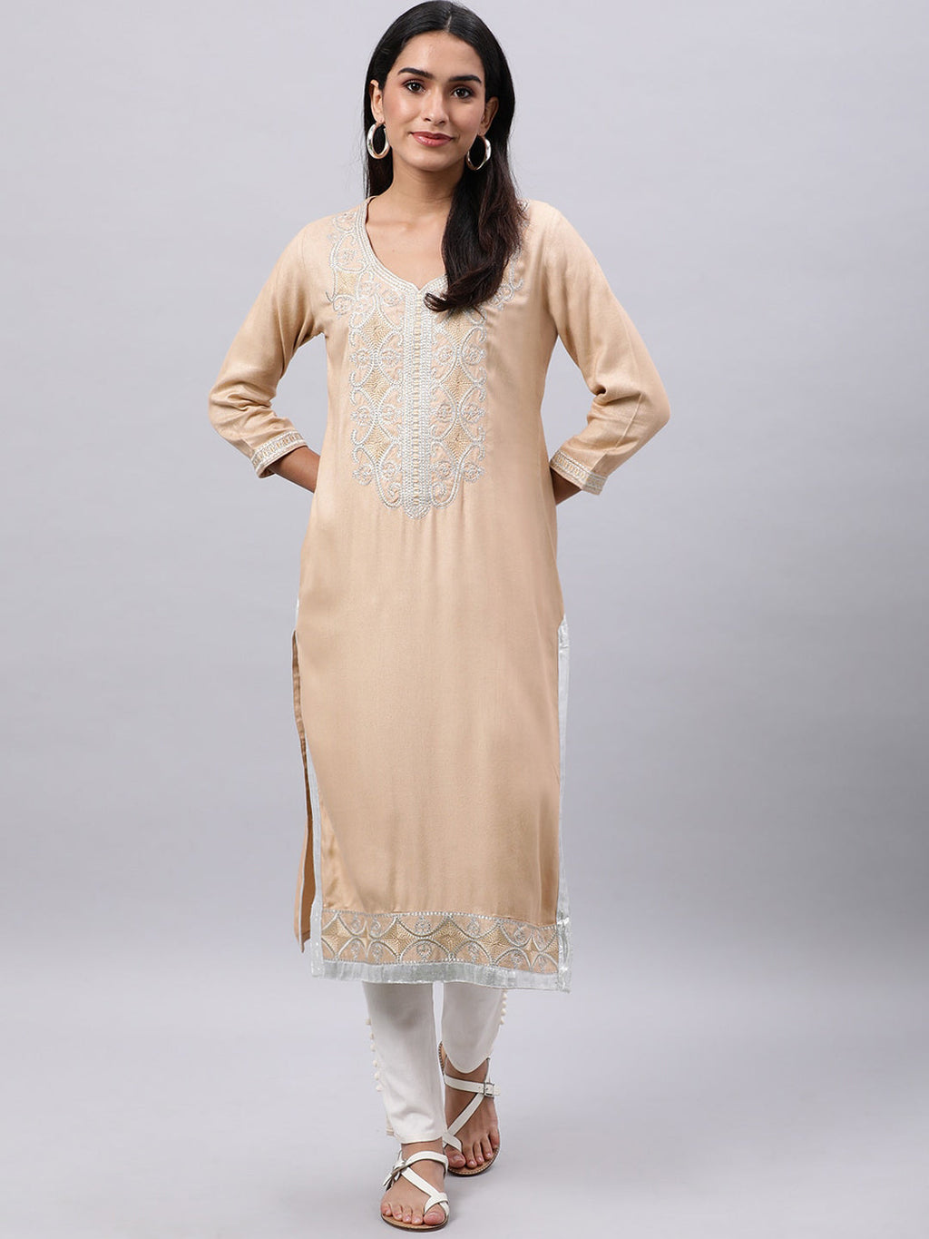 Souchii Women Ethnic Motifs Yoke Design Thread Work Kurta | Grocsy