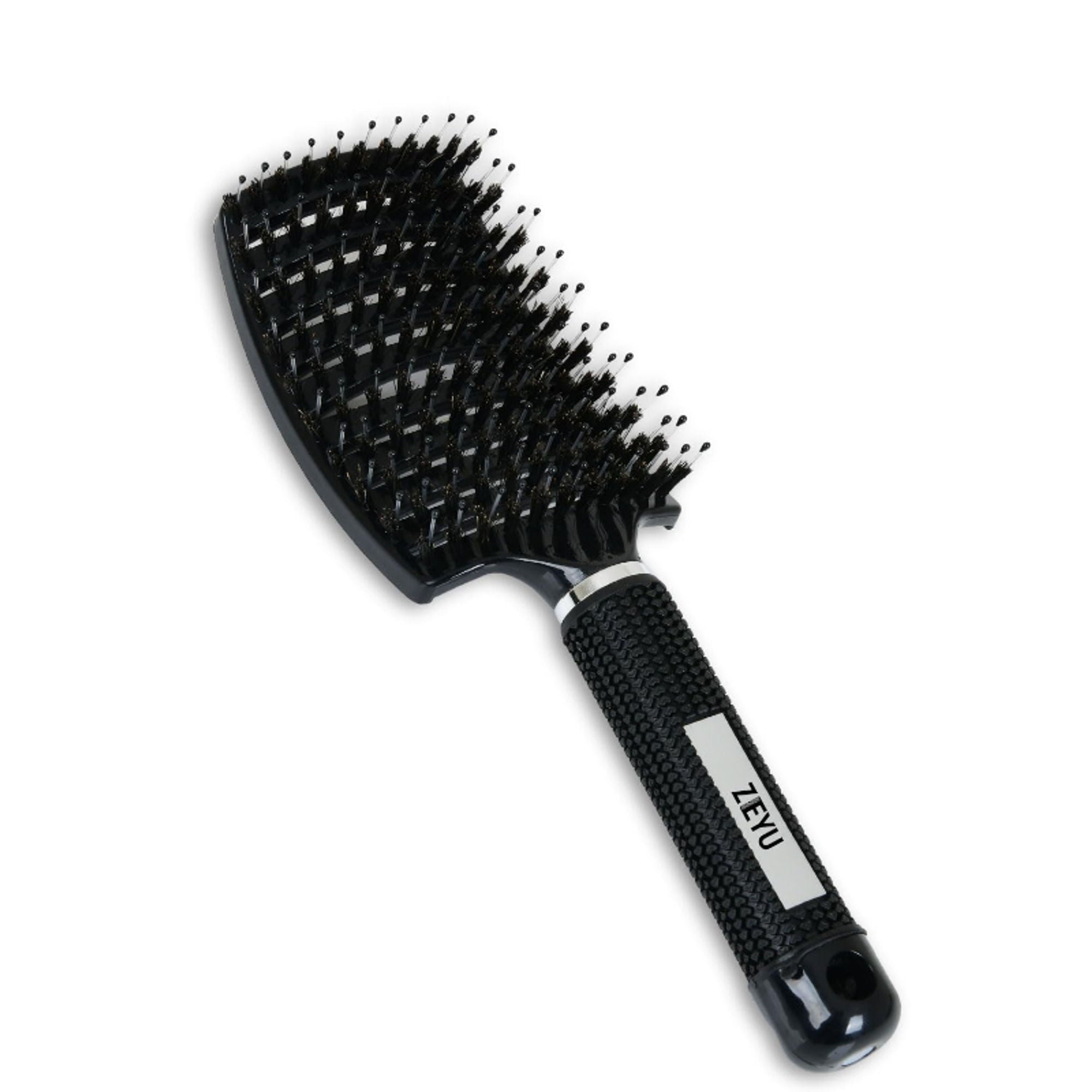 ZEYU Detangler Big Curved Brush With Natural Boar Bristles- Black | Grocsy