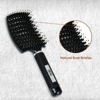 ZEYU Detangler Big Curved Brush With Natural Boar Bristles- Black | Grocsy