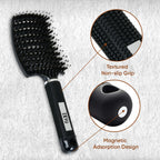 ZEYU Detangler Big Curved Brush With Natural Boar Bristles- Black | Grocsy