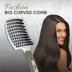 ZEYU Detangler Big Curved Brush With Natural Boar Bristles - White | Grocsy