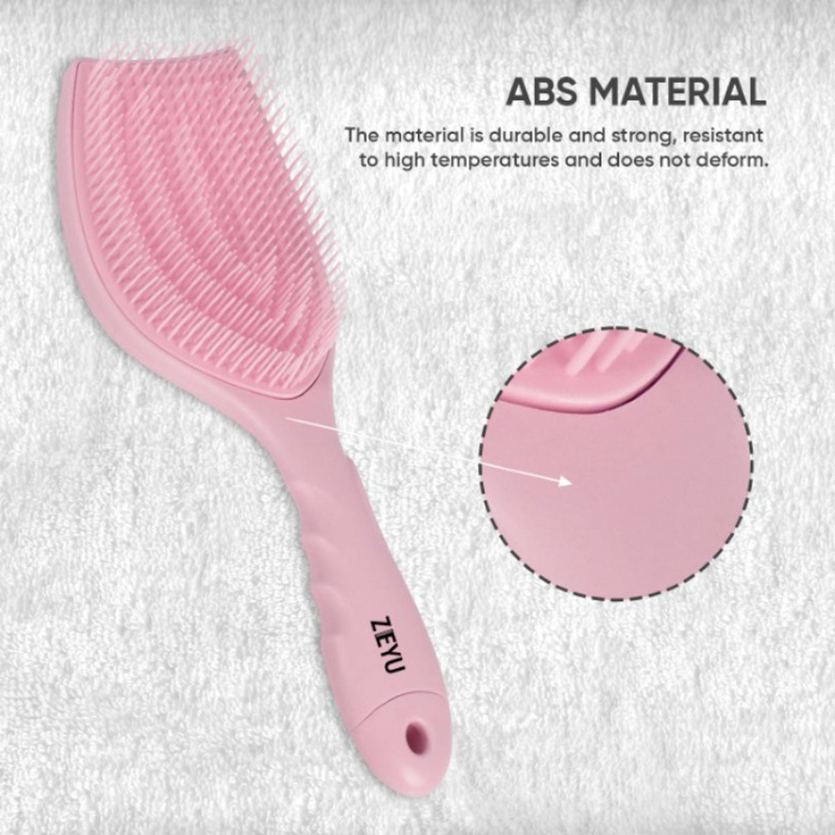 ZEYU Detangler Hairbrush with Removable Cleaning Brush - Pink | Grocsy