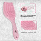 ZEYU Detangler Hairbrush with Removable Cleaning Brush - Pink | Grocsy
