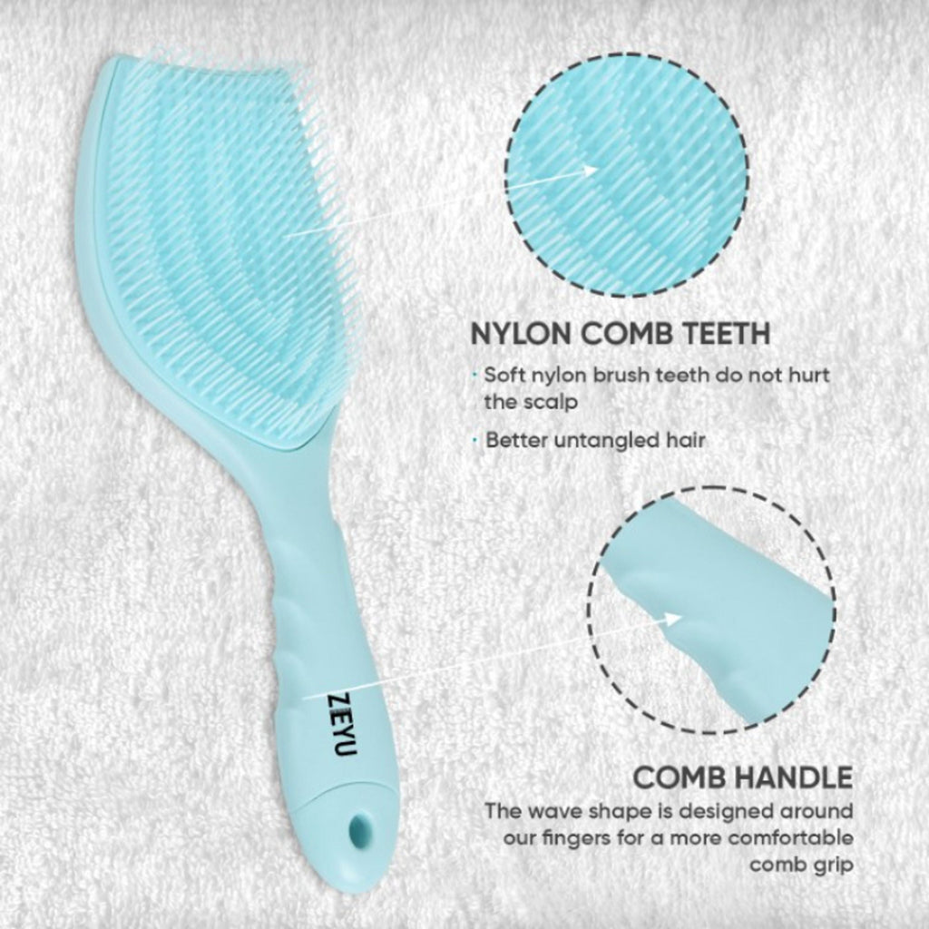 ZEYU Detangler Hairbrush with Removable Cleaning Brush - Blue | Grocsy