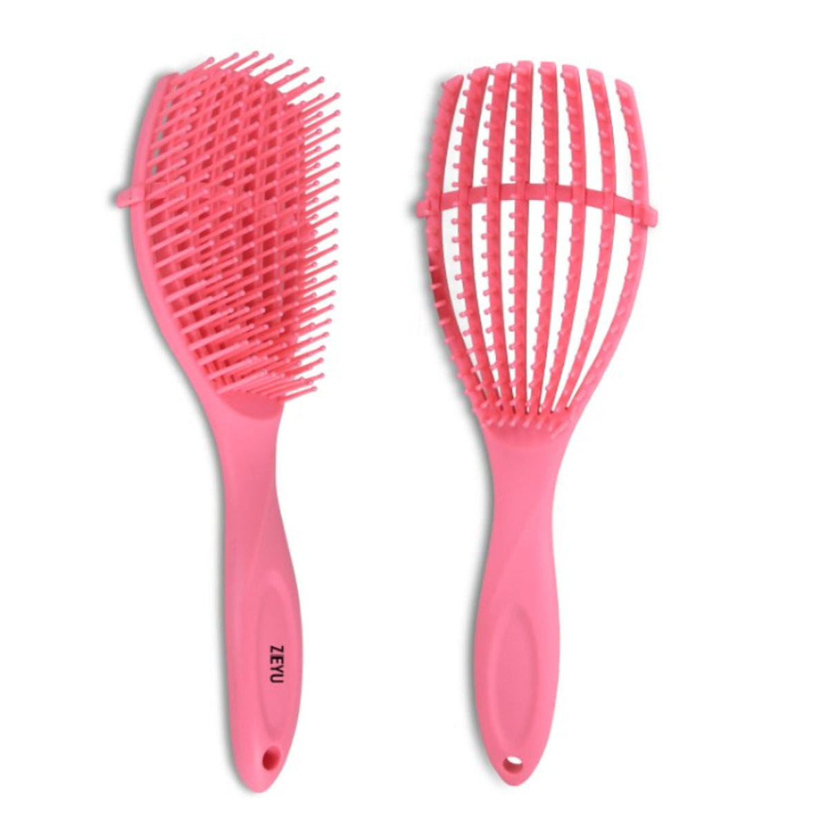 ZEYU Detangler Hairbrush for Curly Hair – 8-Row Flexible & Soft Nylon Bristles - Pink | Grocsy