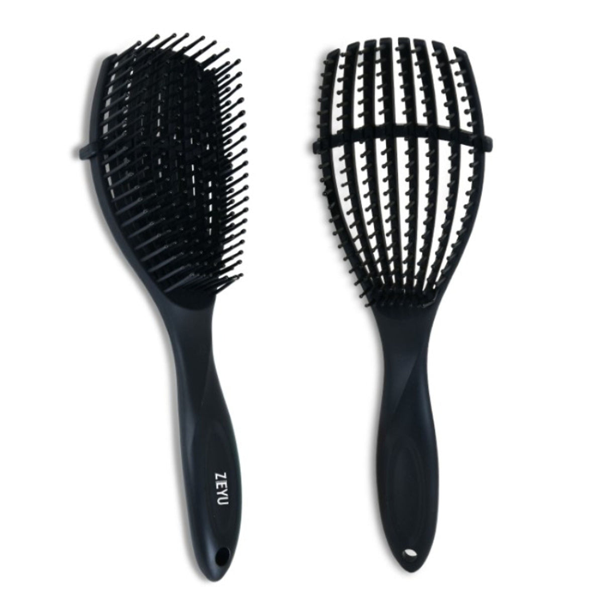 ZEYU Detangler Hairbrush for Curly Hair – 8-Row Flexible & Soft Nylon Bristles - Black | Grocsy