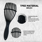 ZEYU Detangler Hairbrush for Curly Hair – 8-Row Flexible & Soft Nylon Bristles - Black | Grocsy