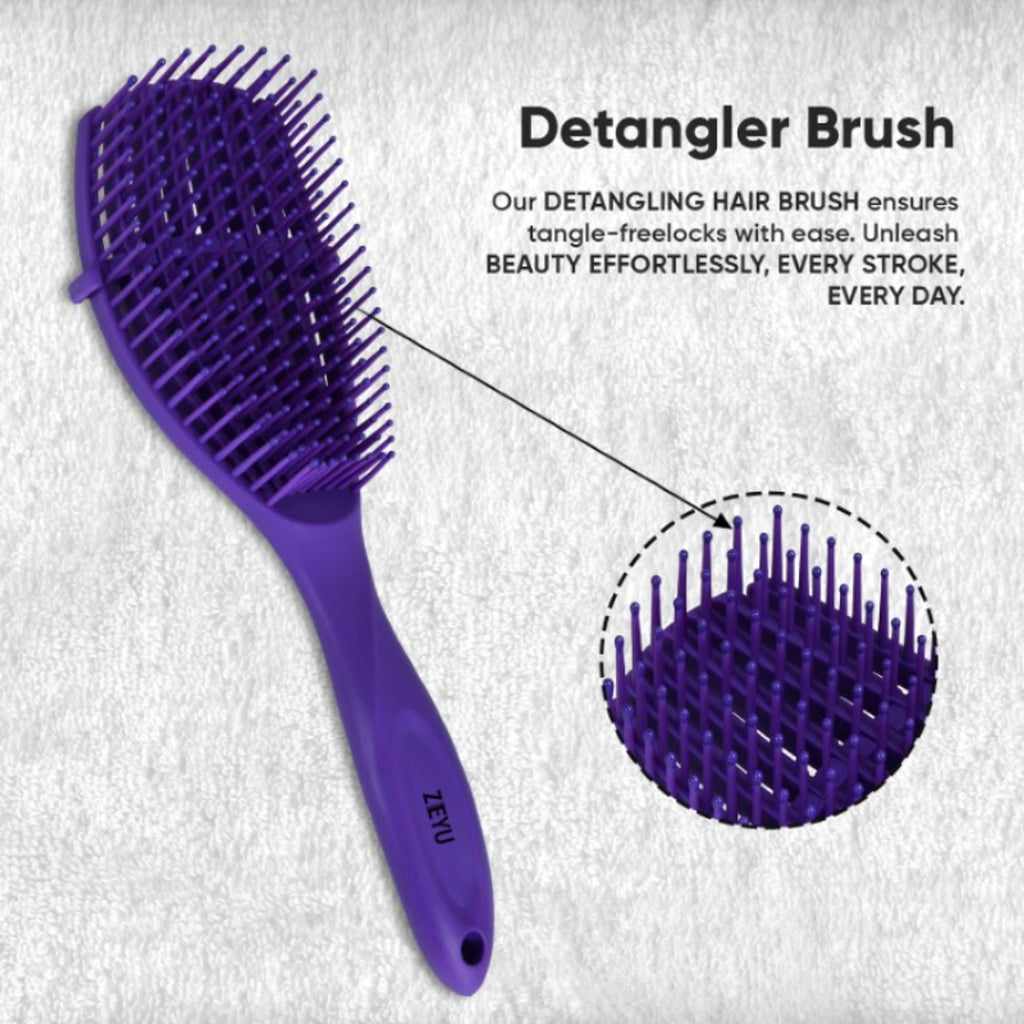 ZEYU Detangler Hairbrush for Curly Hair – 8-Row Flexible & Soft Nylon Bristles- Blue | Grocsy