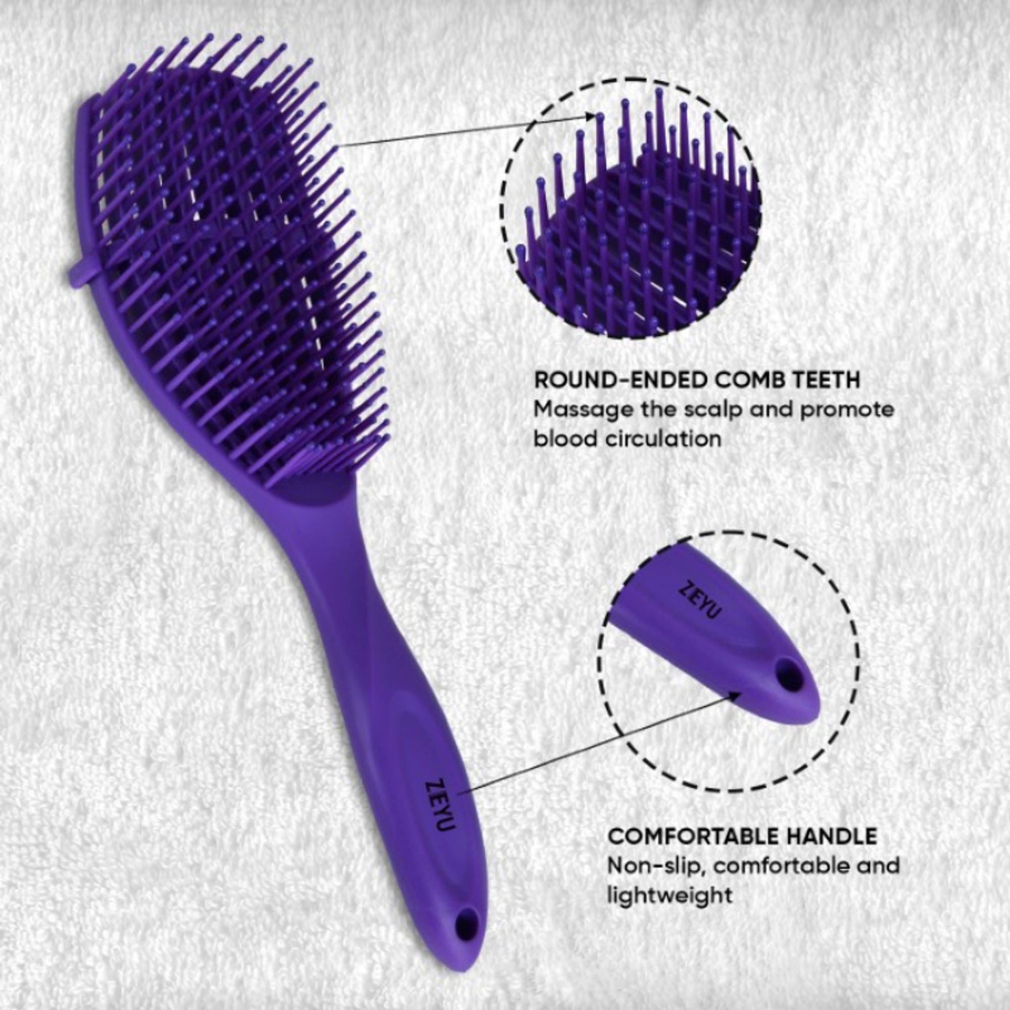 ZEYU Detangler Hairbrush for Curly Hair – 8-Row Flexible & Soft Nylon Bristles- Blue | Grocsy