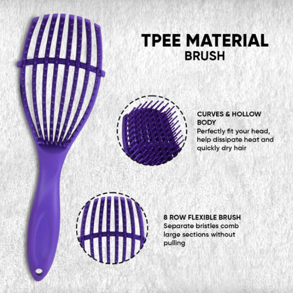 ZEYU Detangler Hairbrush for Curly Hair – 8-Row Flexible & Soft Nylon Bristles- Blue | Grocsy