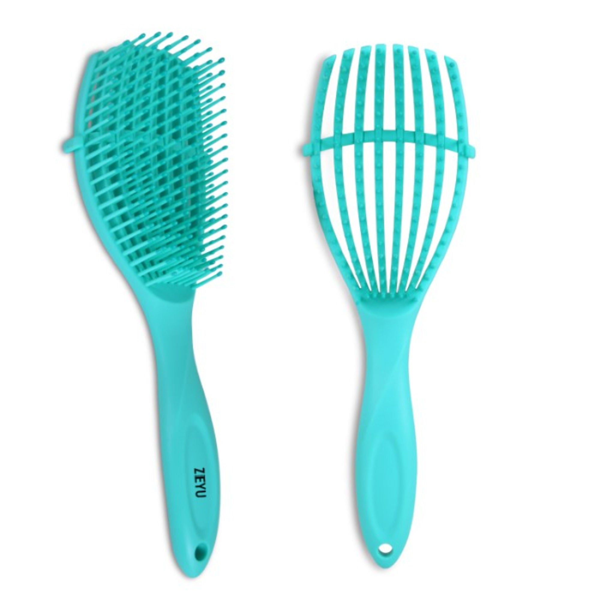 ZEYU Detangler Hairbrush for Curly Hair – 8-Row Flexible & Soft Nylon Bristles - Green | Grocsy