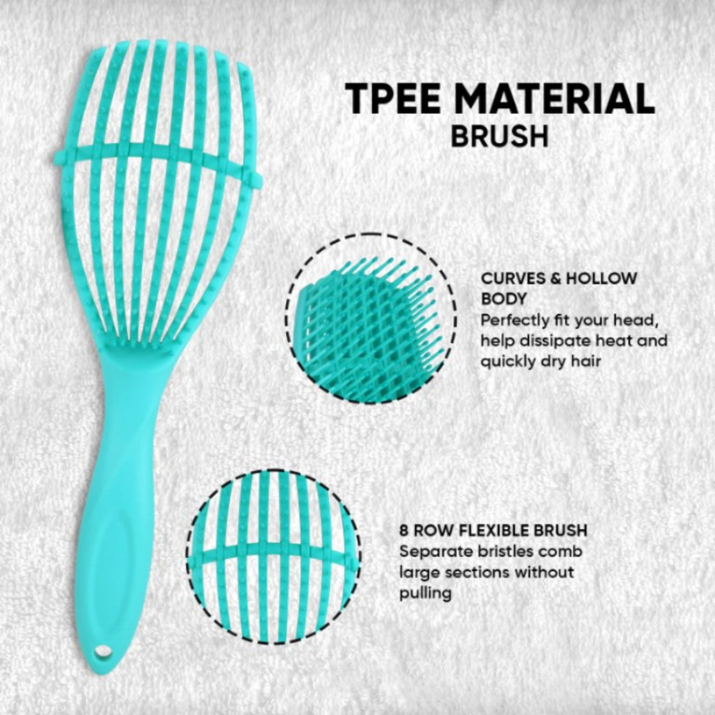 ZEYU Detangler Hairbrush for Curly Hair – 8-Row Flexible & Soft Nylon Bristles - Green | Grocsy