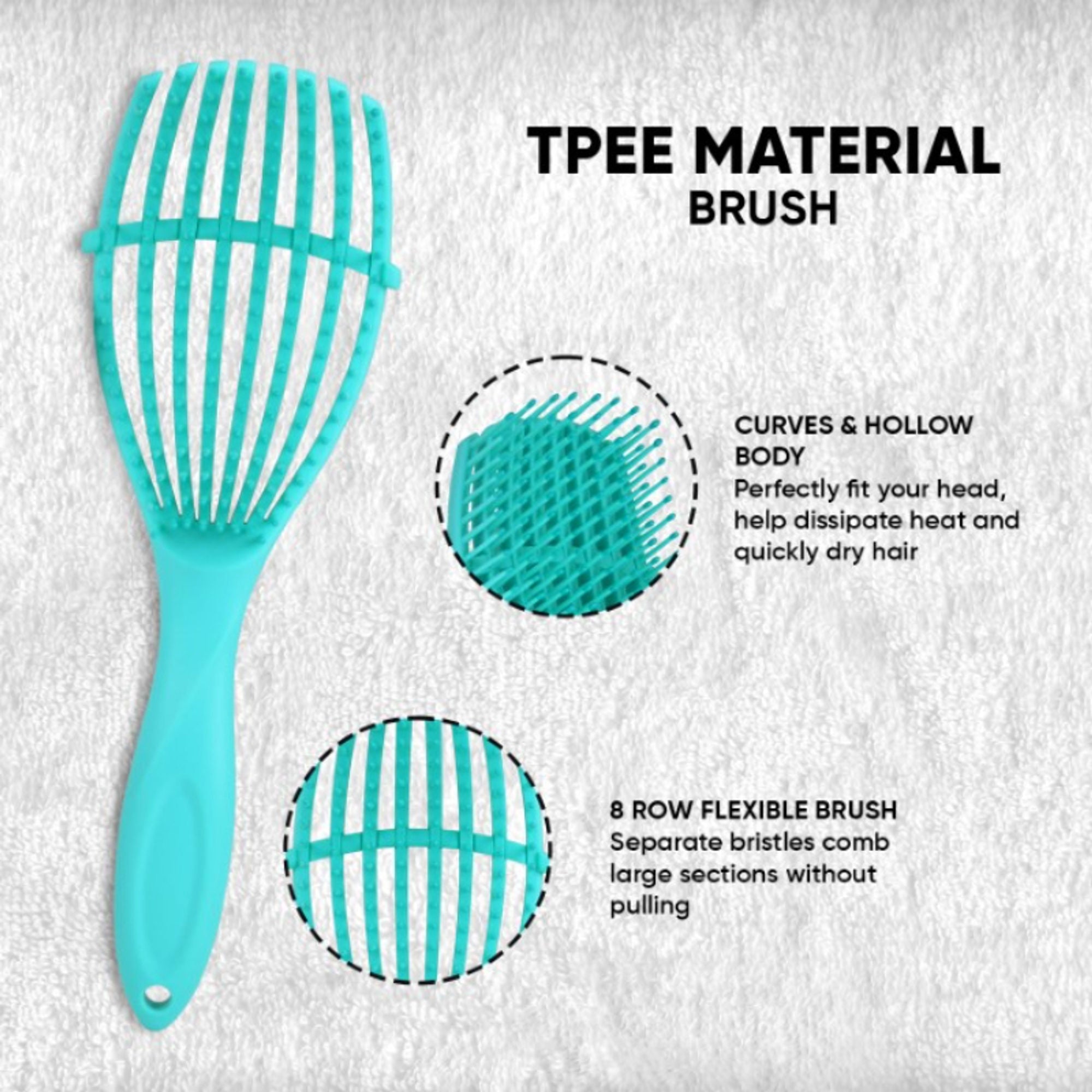 ZEYU Detangler Hairbrush for Curly Hair – 8-Row Flexible & Soft Nylon Bristles - Green | Grocsy