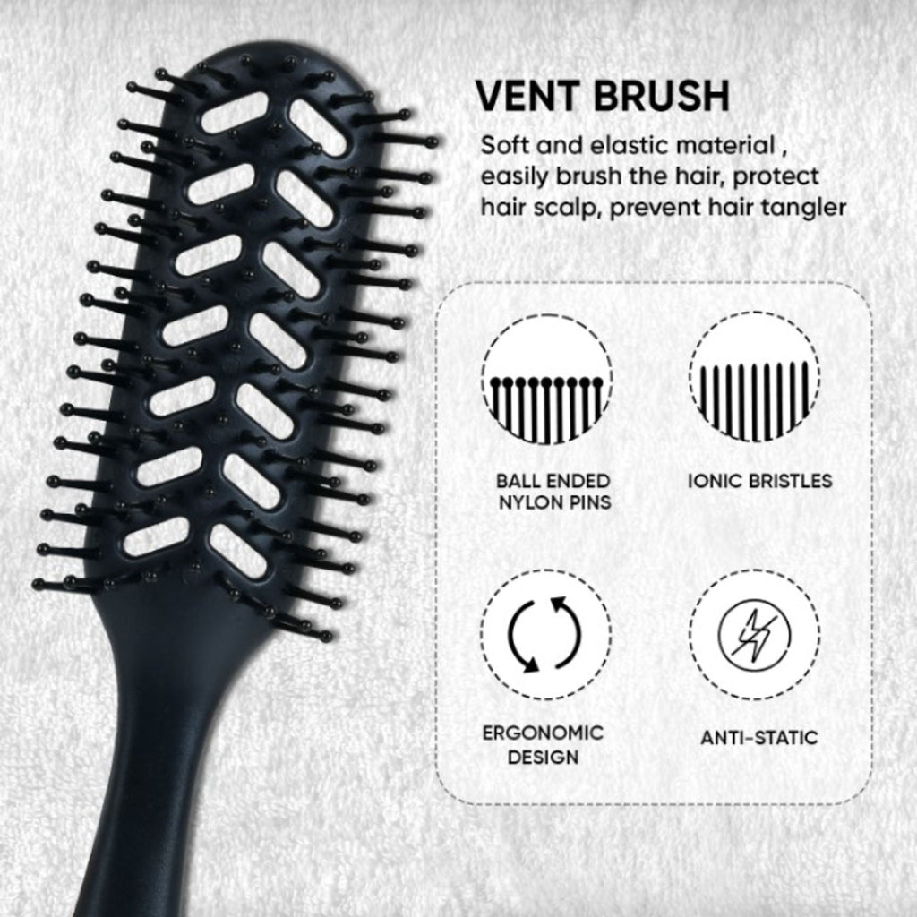 ZEYU Vent Hairbrush for Fast Drying and Detangling, Lightweight Brush - Black | Grocsy