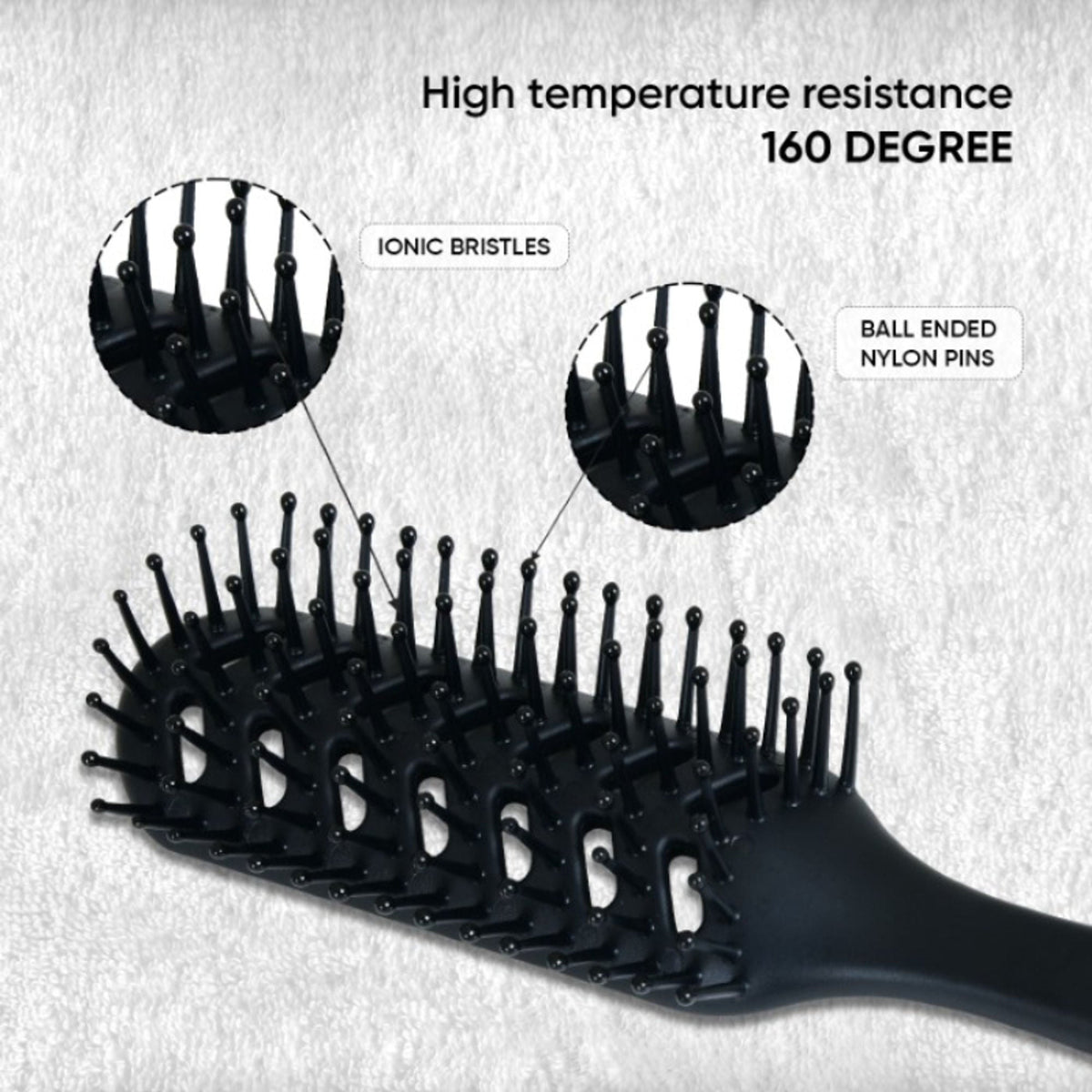 ZEYU Vent Hairbrush for Fast Drying and Detangling, Lightweight Brush - Black | Grocsy