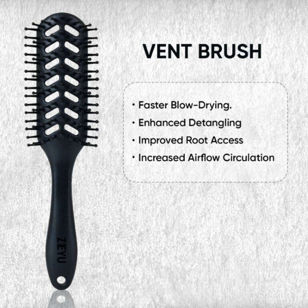 ZEYU Vent Hairbrush for Fast Drying and Detangling, Lightweight Brush - Black | Grocsy