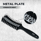 ZEYU Vented HairBrush With Metal Plate & Bristles- Black Silver | Grocsy