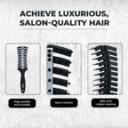 ZEYU Vented HairBrush With Metal Plate & Bristles- Black Silver | Grocsy