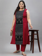 Sztori Plus Size Tribal Printed Regular Straight Kurta With Trousers | Grocsy