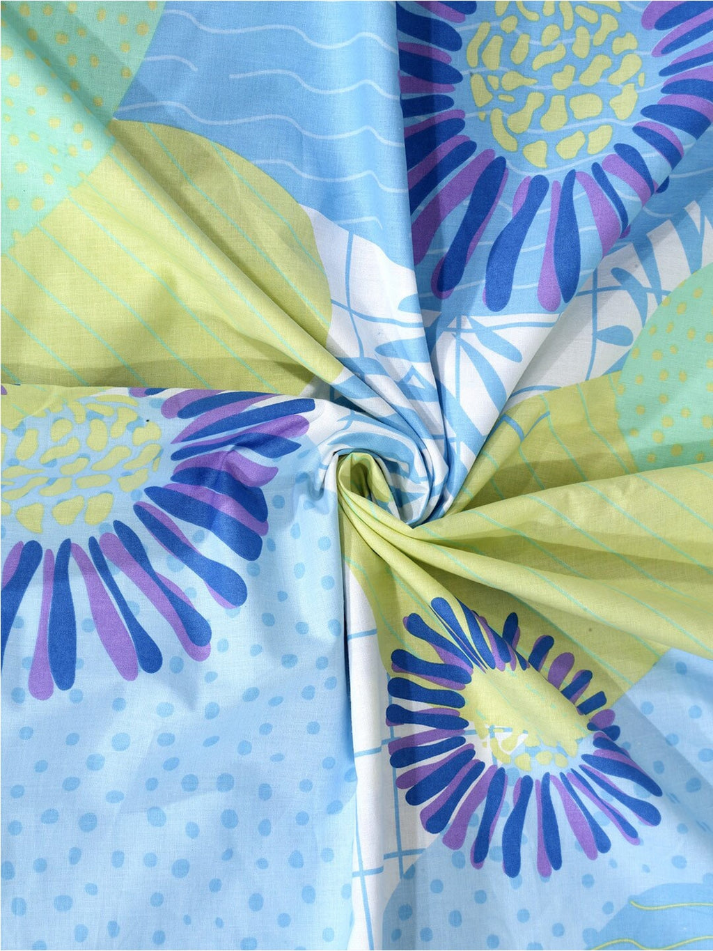 BOMBAY DYEING Serenita Blue Printed Cotton 144 TC King Bedsheet with 2 Pillow Covers | Grocsy