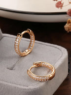 Shining Diva Rose Gold Contemporary Hoop Earrings | Grocsy