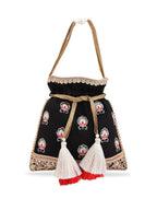 Masq Black & White Embroidered Potli Clutch | Grocsy