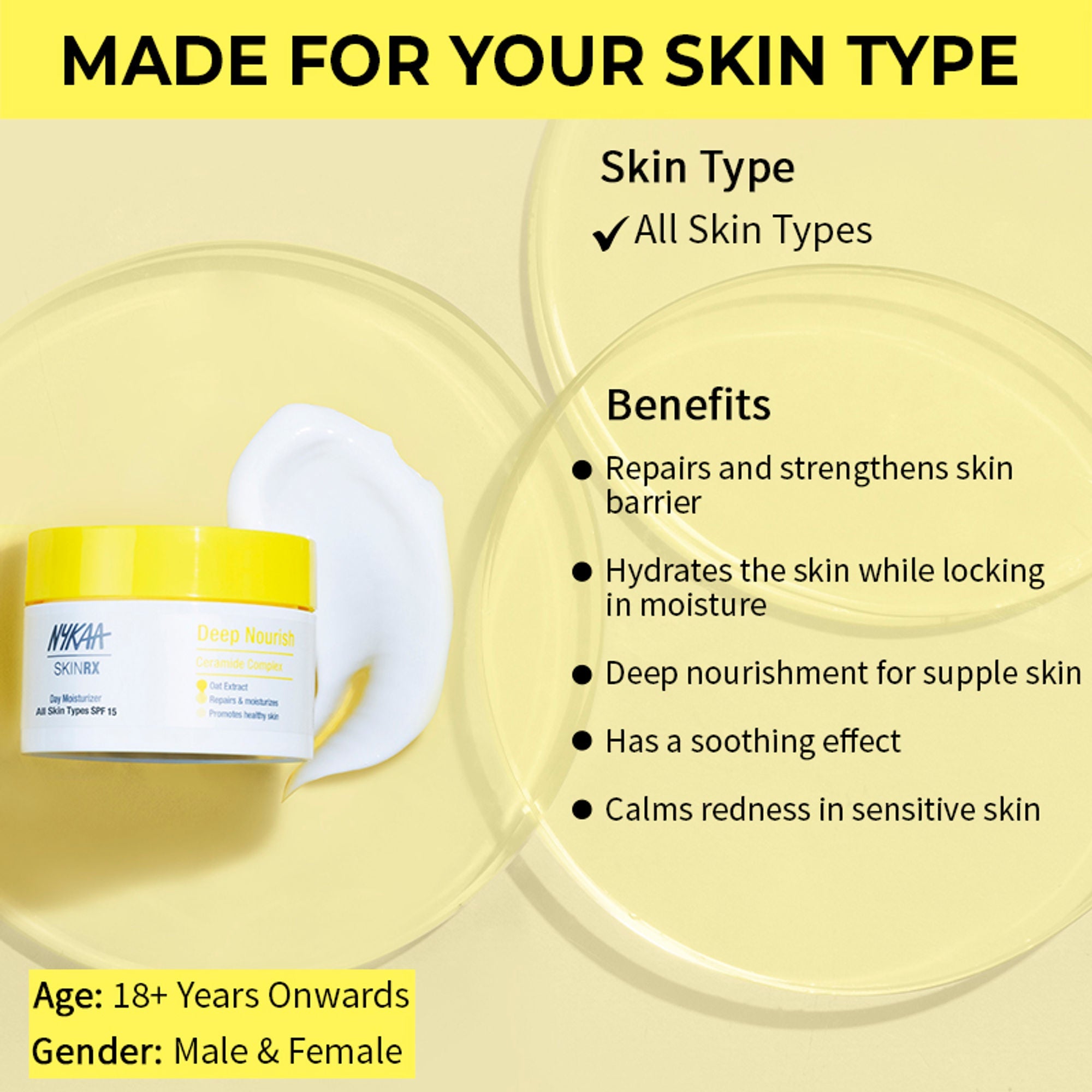 Nykaa SkinRX Ceramide Barrier Repair Face Moisturizer with SPF 15- All Skin Types | Grocsy