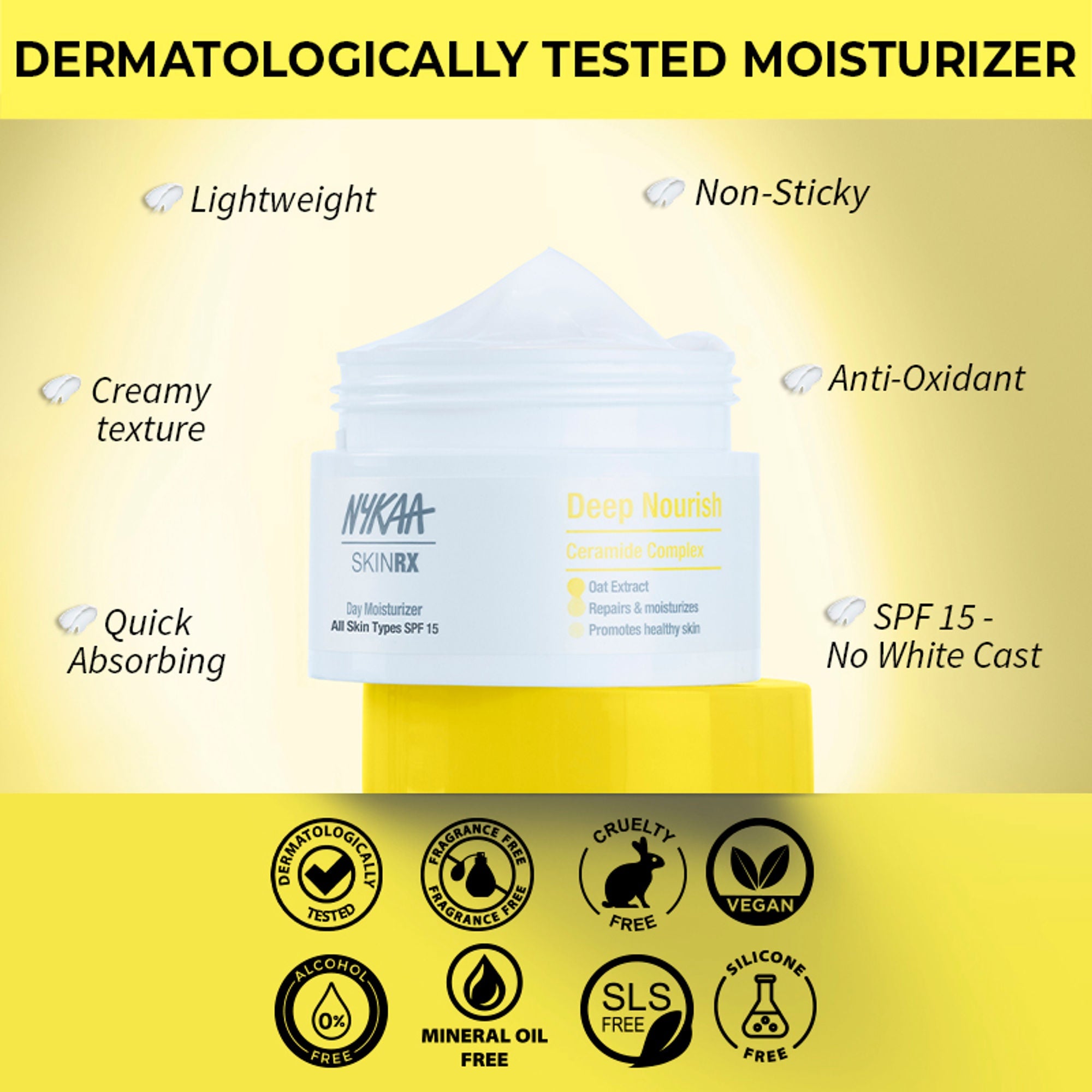 Nykaa SkinRX Ceramide Barrier Repair Face Moisturizer with SPF 15- All Skin Types | Grocsy