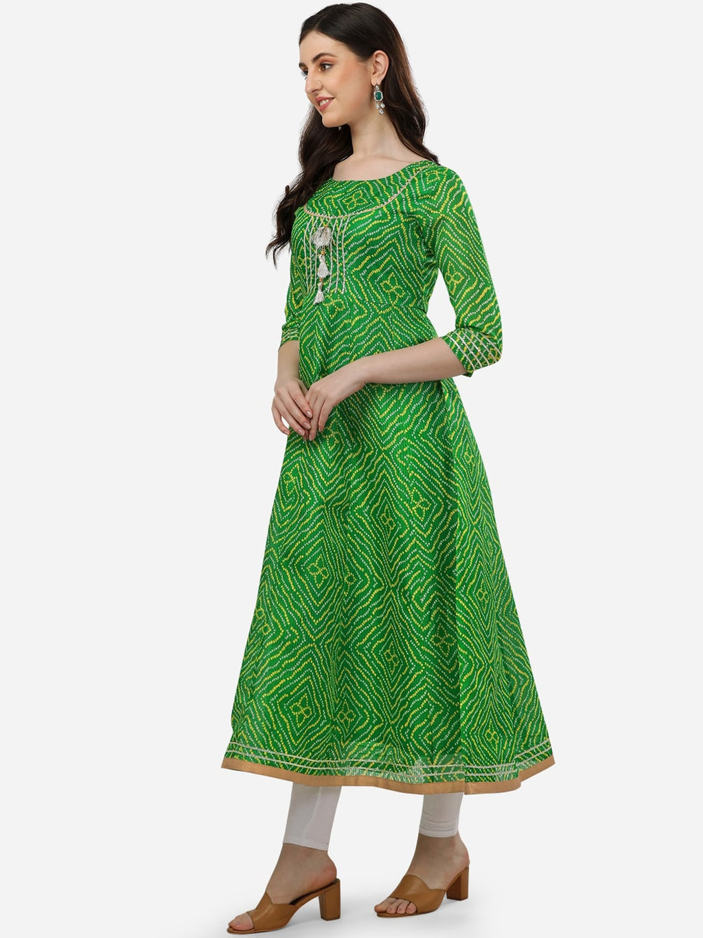HERE&NOW Bandhani Printed Thread Work Anarkali Kurta | Grocsy