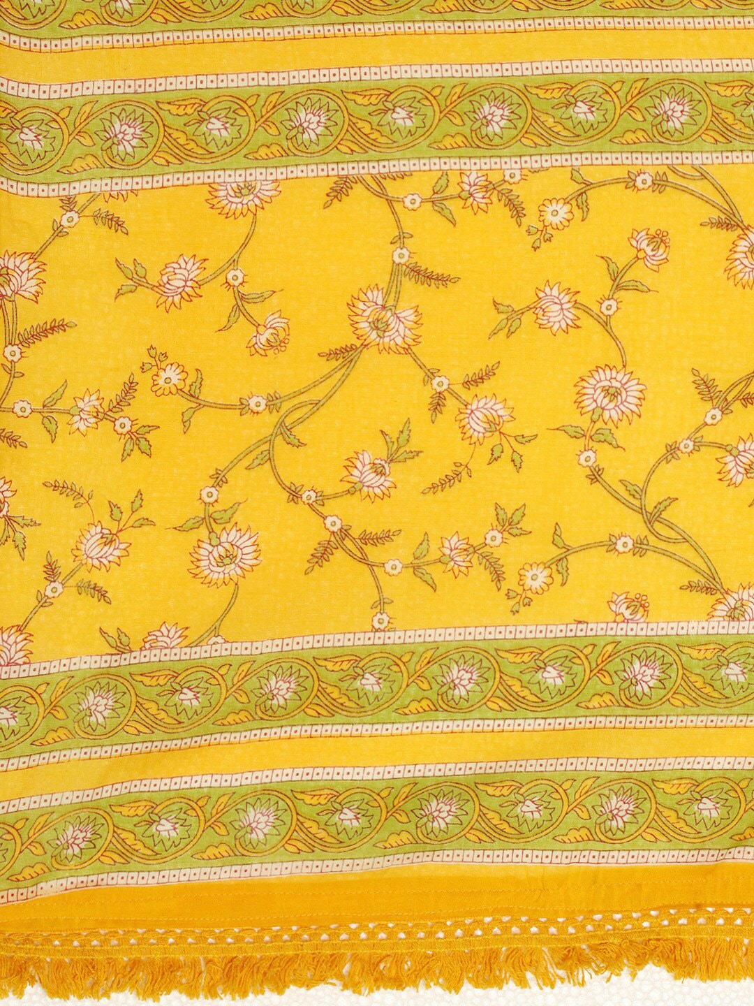 HERE&NOW Women Yellow Floral Printed Empire Kurta with Trousers & Dupatta | Grocsy