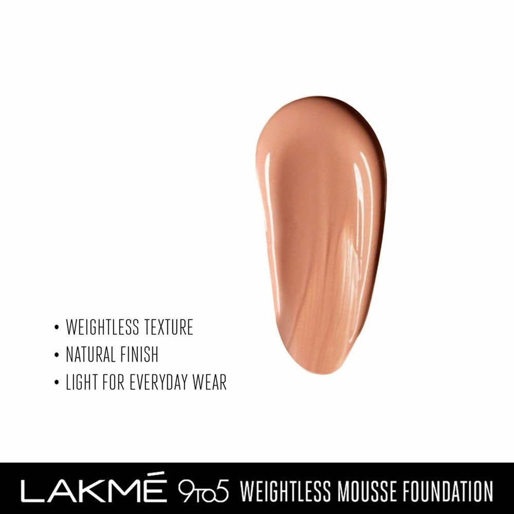 Lakme 9 To 5 Weightless Mousse Foundation - Rose Honey | Grocsy