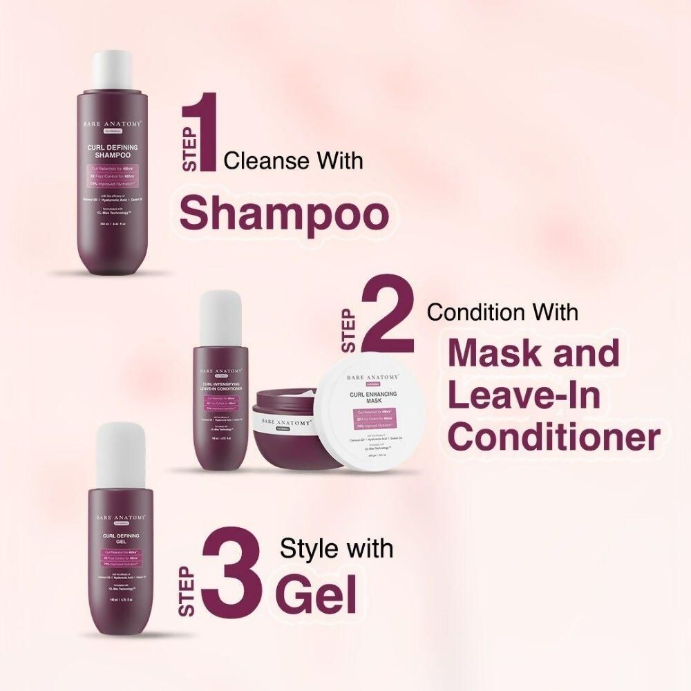 Bare Anatomy Curl Defining Kit (Shampoo + Mask + Leave In Conditioner + Gel) | Grocsy