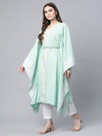 Ahalyaa Women Sea Green Crepe Printed Kaftan Kurta | Grocsy