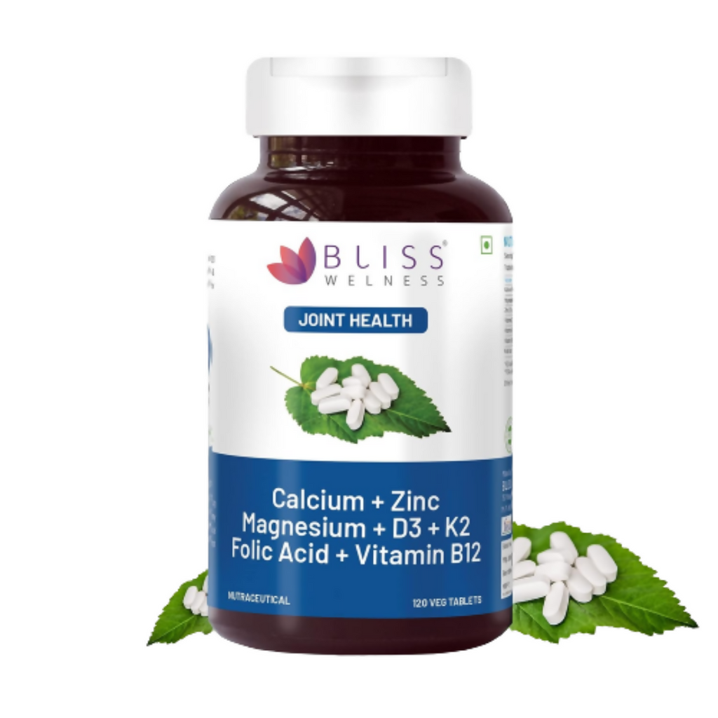 Bliss Welness Calcium Magnesium Zinc Vitamin D3 K2 B12 Folic Acid Tablets | Grocsy