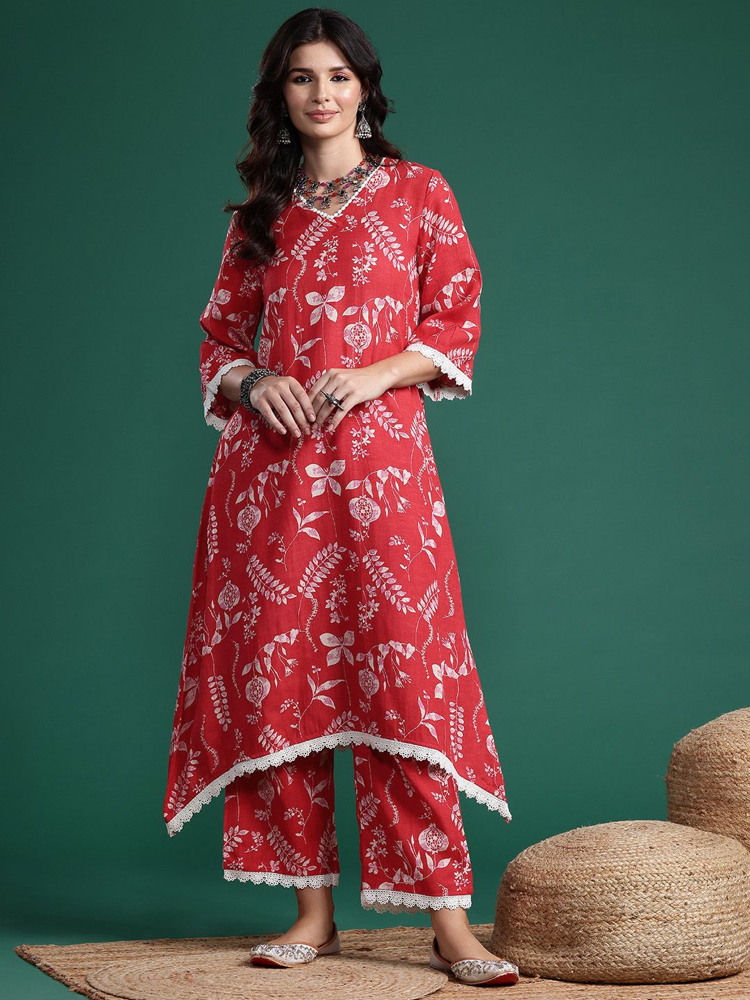 Sangria Printed Pure Cotton Kurta with Trousers | Grocsy