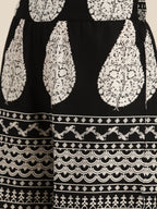 Sangria Women Black & White Ethnic Motifs Printed Pure Cotton Kurta with Sharara | Grocsy