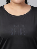MKH Plus Size Typography Printed Dri-FIT Sports T-Shirt | Grocsy