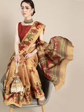 Saree Mall Saree Mall Creamy Mustard and Red Art Silk Saree | Grocsy