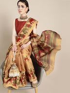 Saree Mall Saree Mall Creamy Mustard and Red Art Silk Saree | Grocsy